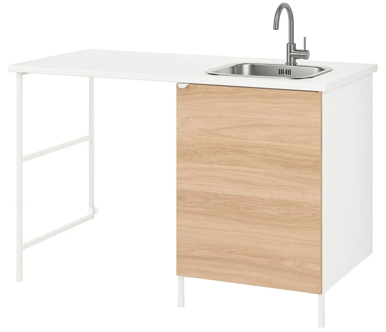 Комплект тумбы с мойкой Ikea Enhet 139x63x87 (Белый/Под Дуб) - 6