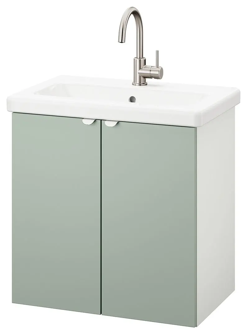 Набор тумбы с раковиной Ikea Enhet 2 двери 64x43x65 (Белый/Светло-серо-зеленый) - 3