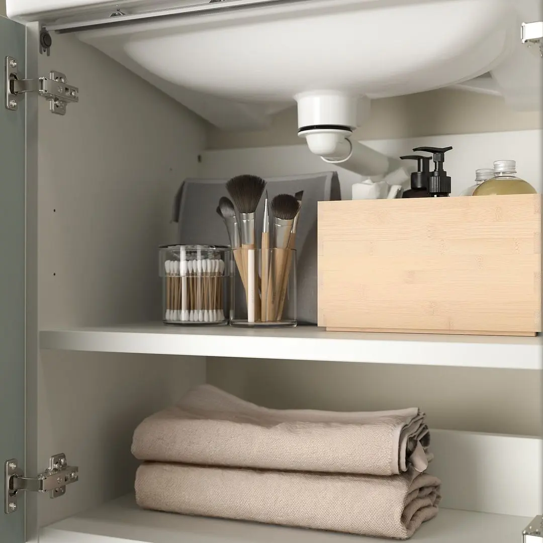 Набор тумбы с раковиной Ikea Enhet 2 двери 64x43x65 (Белый/Светло-серо-зеленый) - 5