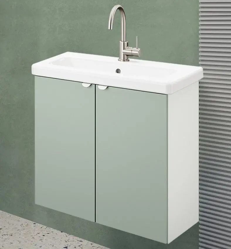 Набор тумбы с раковиной Ikea Enhet 2 двери 64x43x65 (Белый/Светло-серо-зеленый)