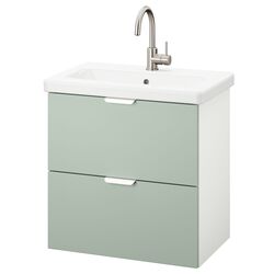 Набор тумбы с раковиной Ikea Enhet 2 ящика 64x43x65 (Белый/Светло-серо-зеленый) Thumb