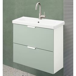 Set dulap cu lavoar Ikea Enhet 2 sertare 64x43x65 (Alb/Gri-Verde Deschis)