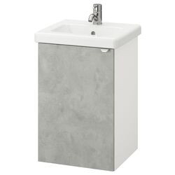 Набор тумбы с раковиной Ikea Enhet/Tvallen 1 дверца/смеситель 44x43x65 (Под Бетон/Белый) Thumb