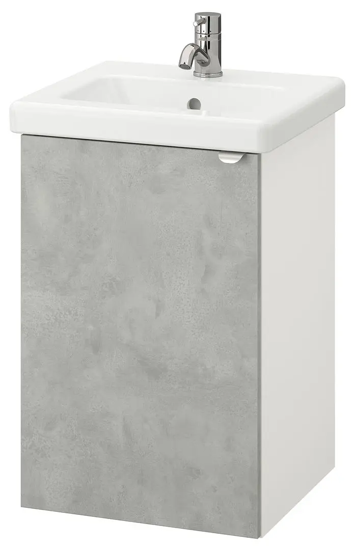Набор тумбы с раковиной Ikea Enhet/Tvallen 1 дверца/смеситель 44x43x65 (Под Бетон/Белый) - 2