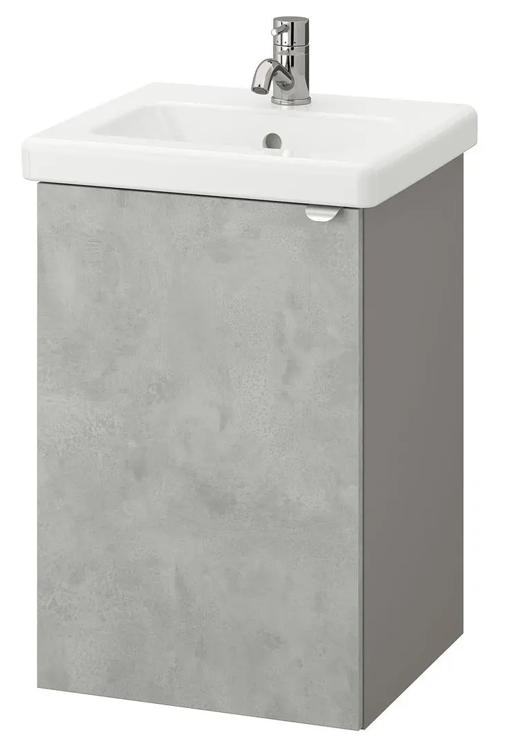 Набор тумбы с раковиной Ikea Enhet/Tvallen 1 дверца/смеситель 44x43x65 (Под Бетон/Серый) - 2