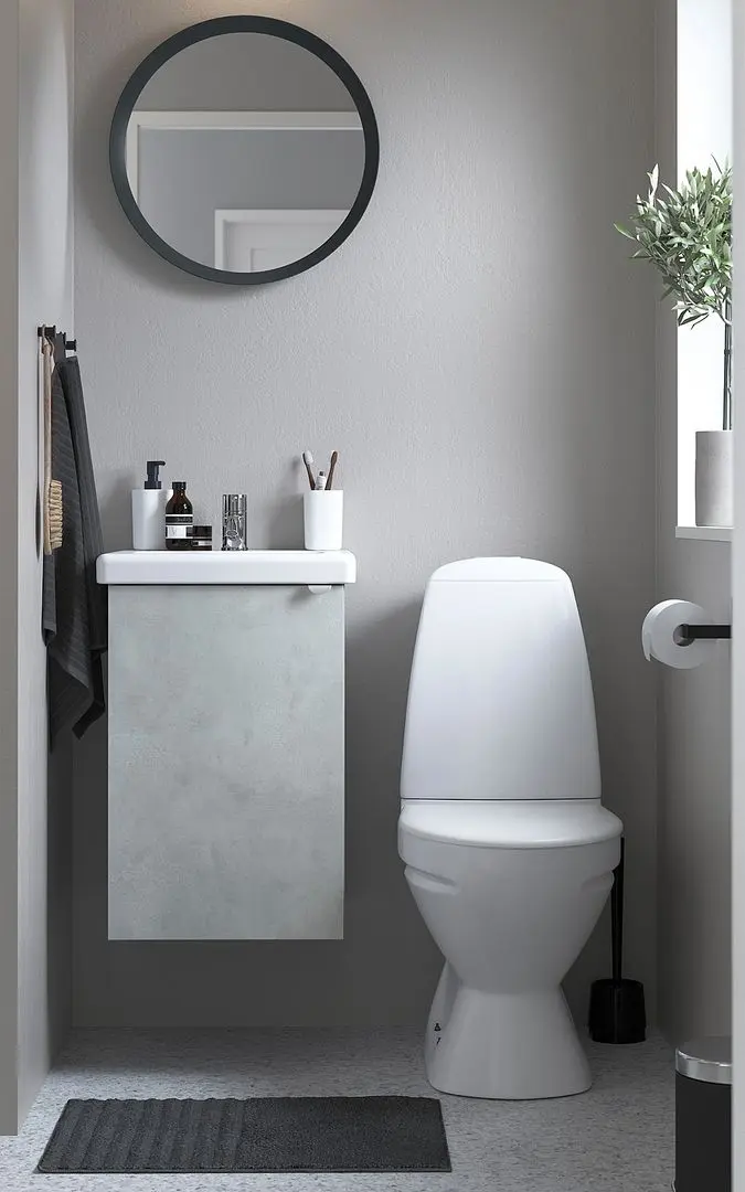 Набор тумбы с раковиной Ikea Enhet/Tvallen 1 дверца/смеситель 44x43x65 (Под Бетон/Серый)