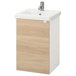 Набор тумбы с раковиной Ikea Enhet/Tvallen 1 дверца/смеситель 44x43x65 (Под Дуб/Белый) Thumb