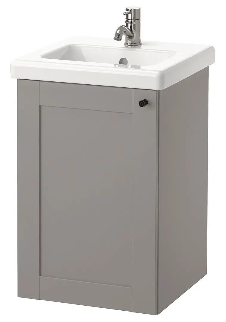 Набор тумбы с раковиной Ikea Enhet/Tvallen 1 дверца/смеситель 44x43x65 (Серый) - 2