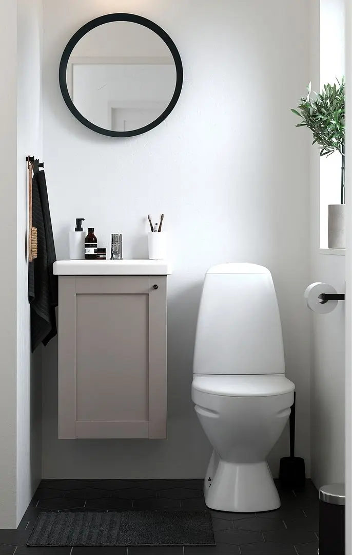 Набор тумбы с раковиной Ikea Enhet/Tvallen 1 дверца/смеситель 44x43x65 (Серый)