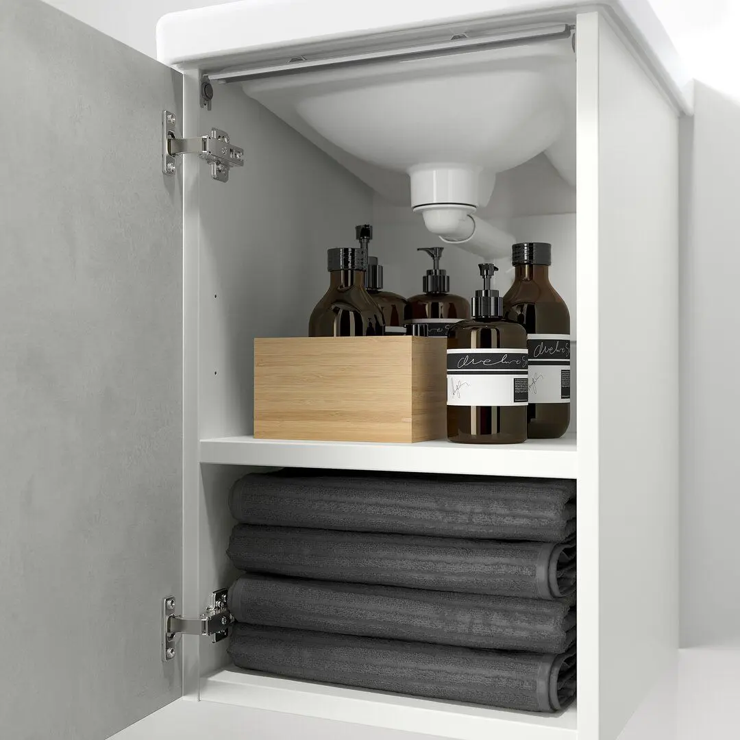 Набор тумбы с раковиной Ikea Enhet/Tvallen 1 дверца/смеситель 44x43x87 (Под Бетон/Белый) - 2