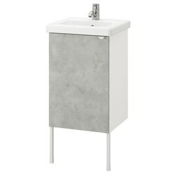 Набор тумбы с раковиной Ikea Enhet/Tvallen 1 дверца/смеситель 44x43x87 (Под Бетон/Белый) Thumb