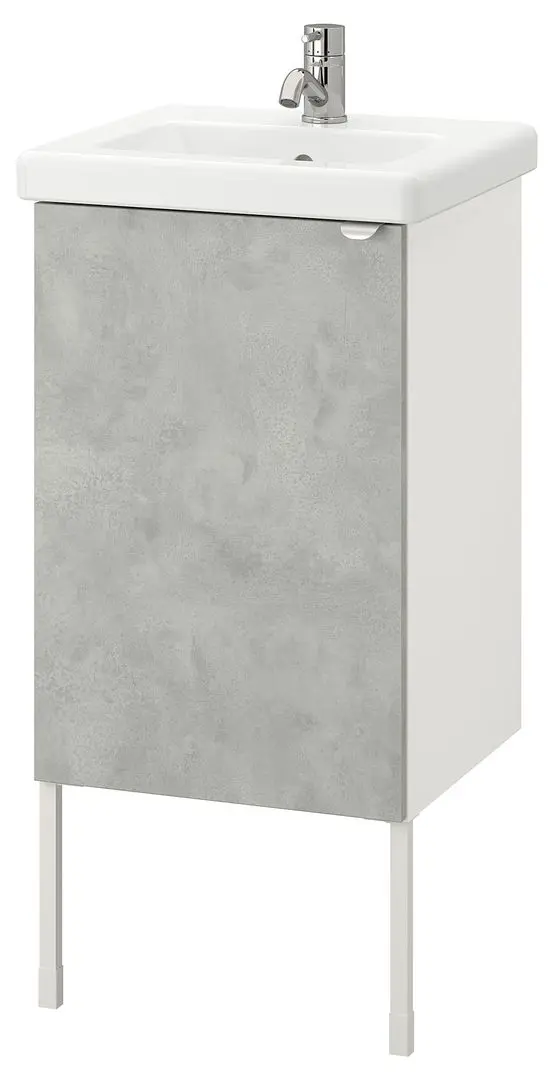 Набор тумбы с раковиной Ikea Enhet/Tvallen 1 дверца/смеситель 44x43x87 (Под Бетон/Белый) - 3