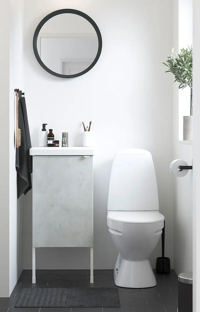 Набор тумбы с раковиной Ikea Enhet/Tvallen 1 дверца/смеситель 44x43x87 (Под Бетон/Белый)