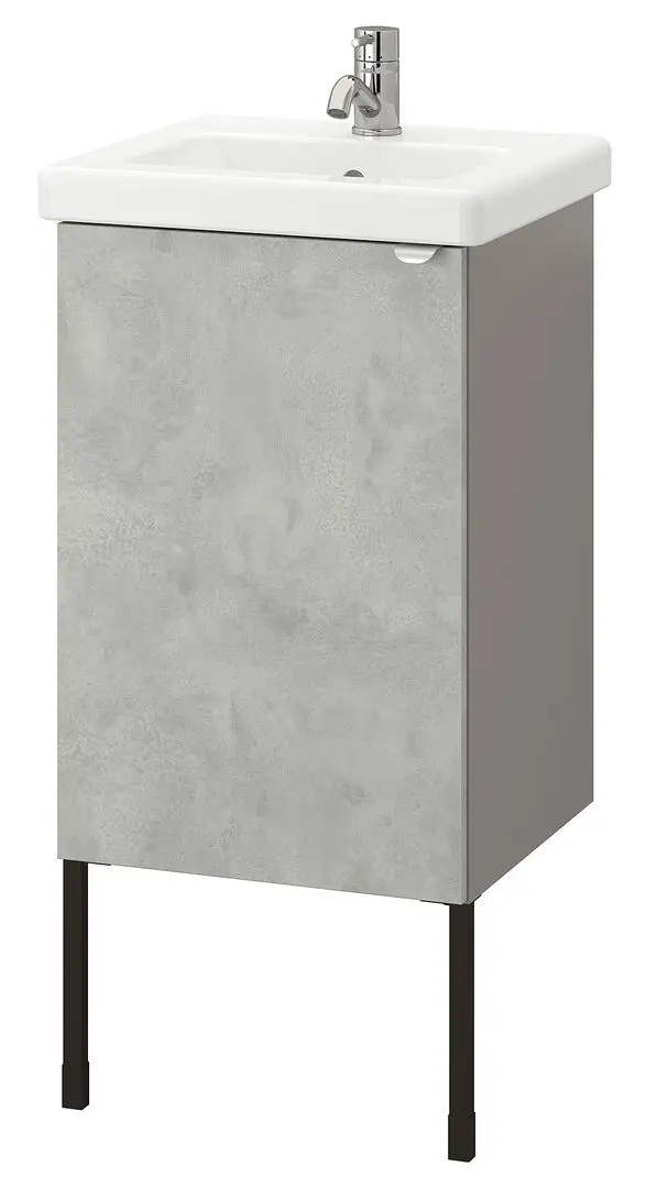 Набор тумбы с раковиной Ikea Enhet/Tvallen 1 дверца/смеситель 44x43x87 (Под Бетон/Серый) - 3
