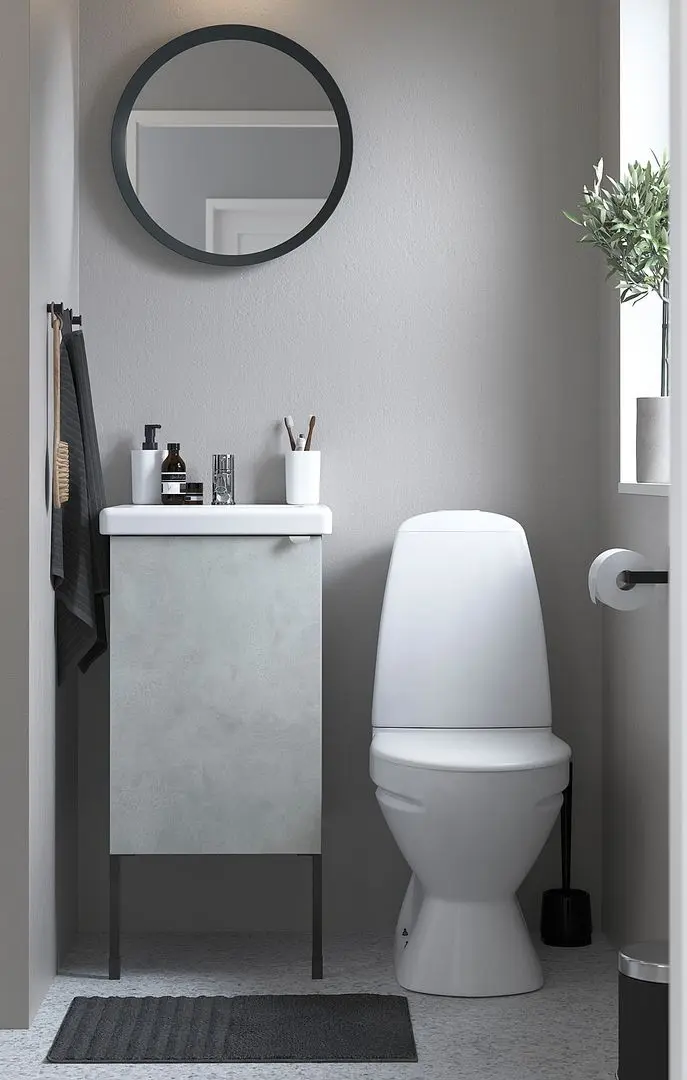 Набор тумбы с раковиной Ikea Enhet/Tvallen 1 дверца/смеситель 44x43x87 (Под Бетон/Серый)