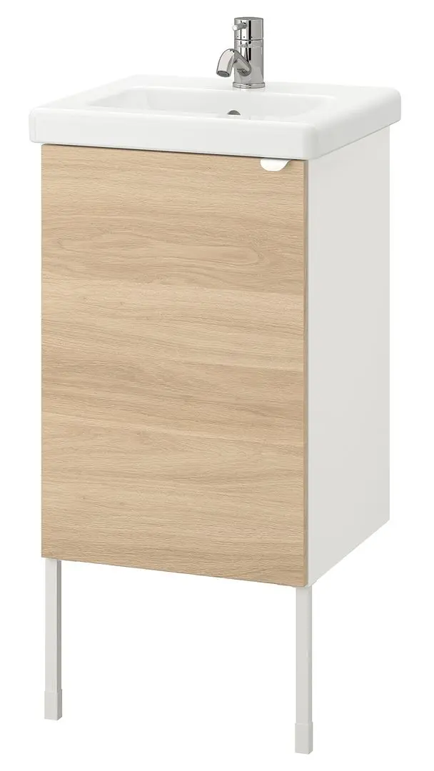 Набор тумбы с раковиной Ikea Enhet/Tvallen 1 дверца/смеситель 44x43x87 (Под Дуб/Белый) - 3