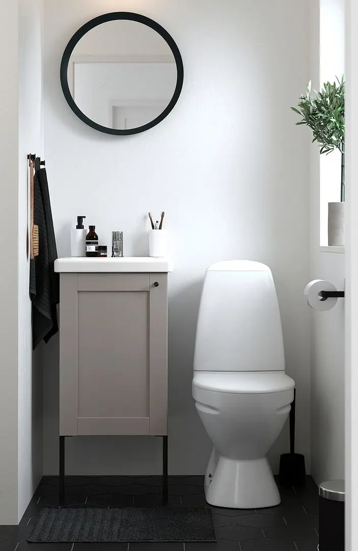 Набор тумбы с раковиной Ikea Enhet/Tvallen 1 дверца/смеситель 44x43x87 (Серый)