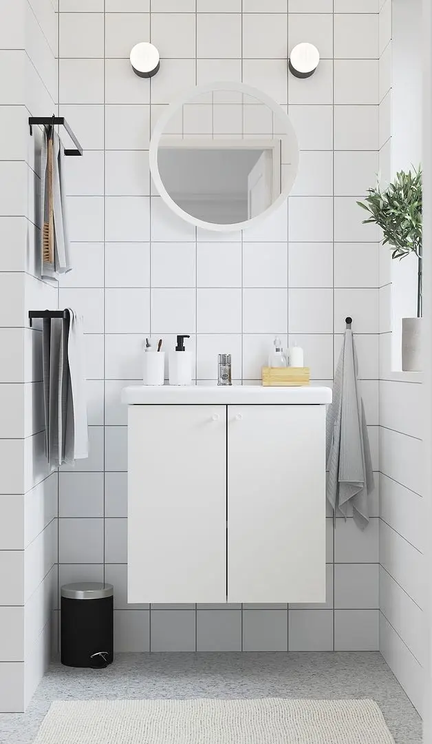 Набор тумбы с раковиной Ikea Enhet/Tvallen 2 двери/смеситель 64x43x65 (Белый)