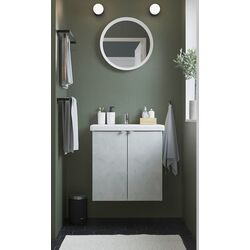 Набор тумбы с раковиной Ikea Enhet/Tvallen 2 двери/смеситель 64x43x65 (Под Бетон/Белый)