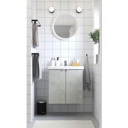 Набор тумбы с раковиной Ikea Enhet/Tvallen 2 двери/смеситель 64x43x65 (Под Бетон/Серый)