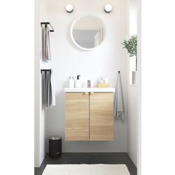 Набор тумбы с раковиной Ikea Enhet/Tvallen 2 двери/смеситель 64x43x65 (Под Дуб/Белый)