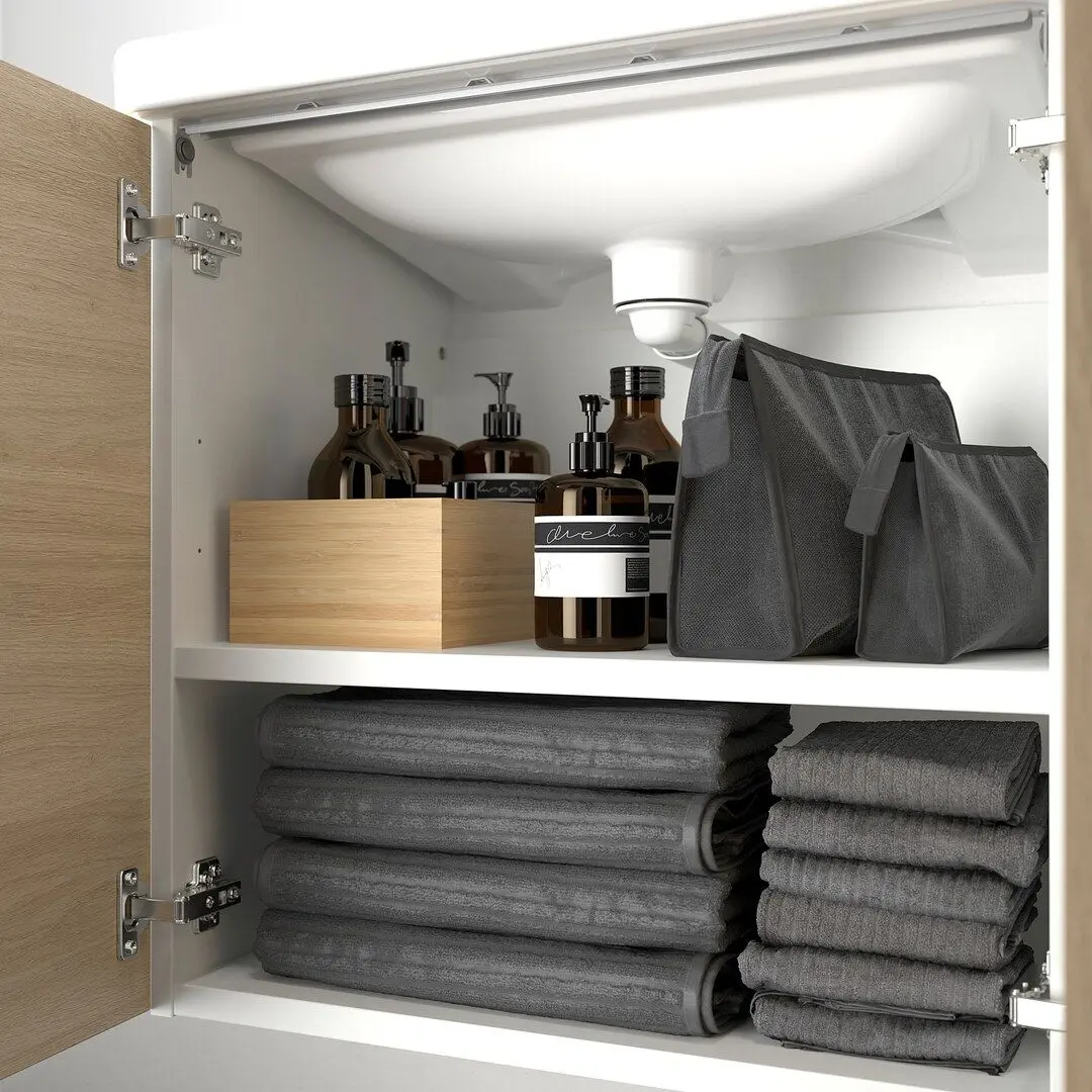 Набор тумбы с раковиной Ikea Enhet/Tvallen 2 двери/смеситель 64x43x65 (Под Дуб/Белый) - 5