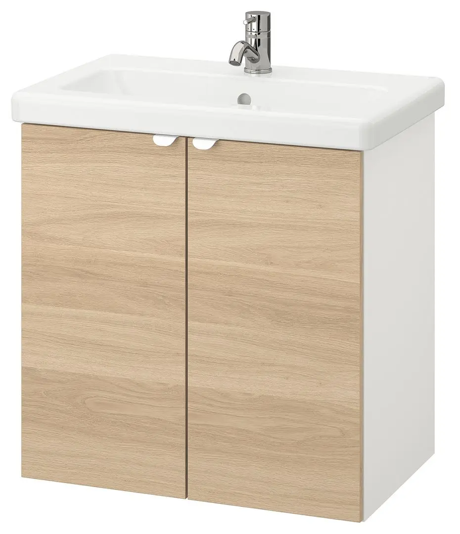 Набор тумбы с раковиной Ikea Enhet/Tvallen 2 двери/смеситель 64x43x65 (Под Дуб/Белый) - 6