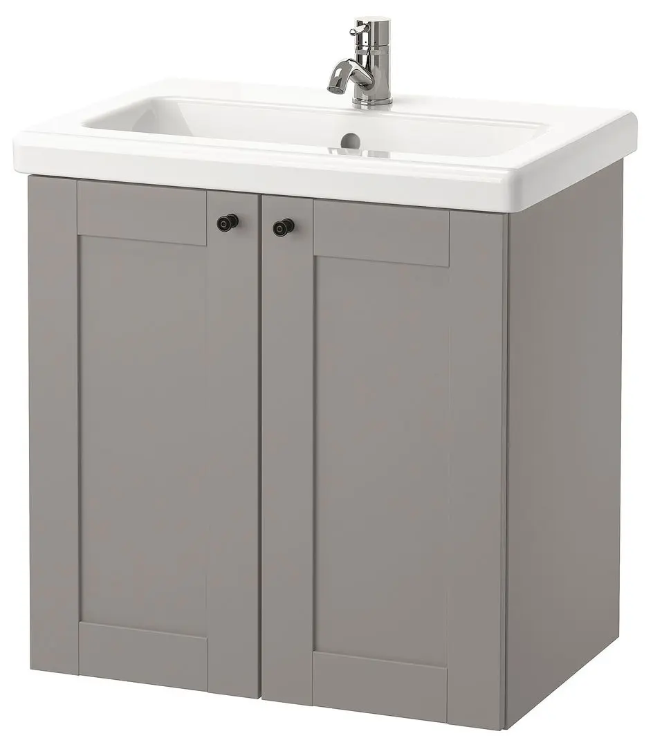 Набор тумбы с раковиной Ikea Enhet/Tvallen 2 двери/смеситель 64x43x65 (Серый) - 2
