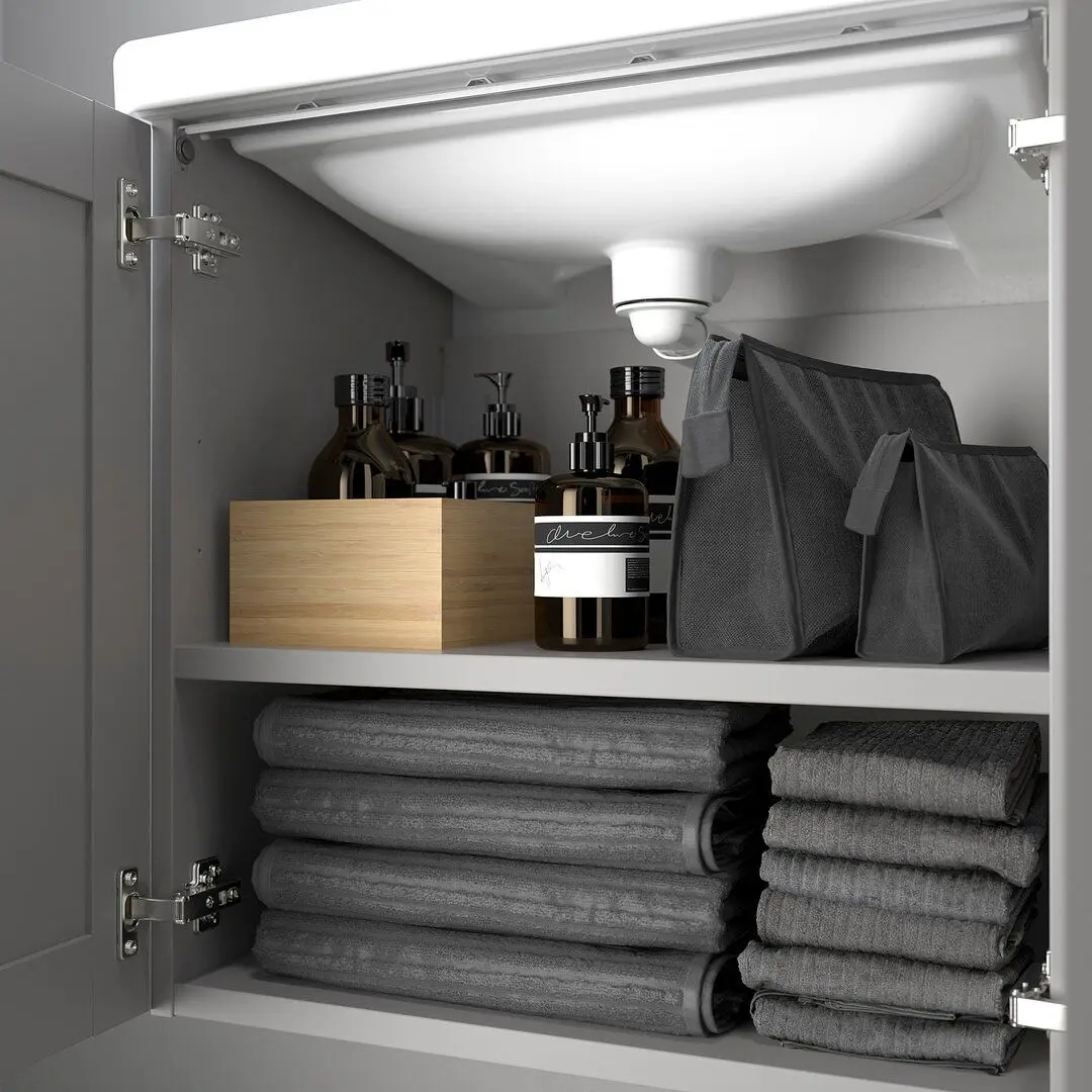 Набор тумбы с раковиной Ikea Enhet/Tvallen 2 двери/смеситель 64x43x65 (Серый) - 3