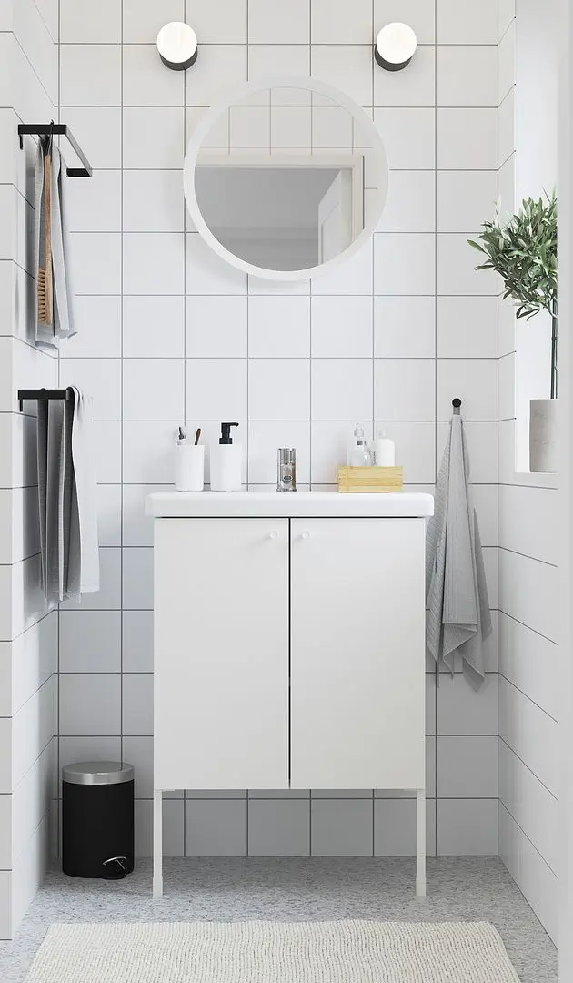 Набор тумбы с раковиной Ikea Enhet/Tvallen 2 двери/смеситель 64x43x87 (Белый)