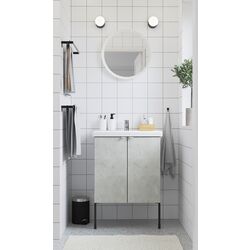 Набор тумбы с раковиной Ikea Enhet/Tvallen 2 двери/смеситель 64x43x87 (Под Бетон/Серый)