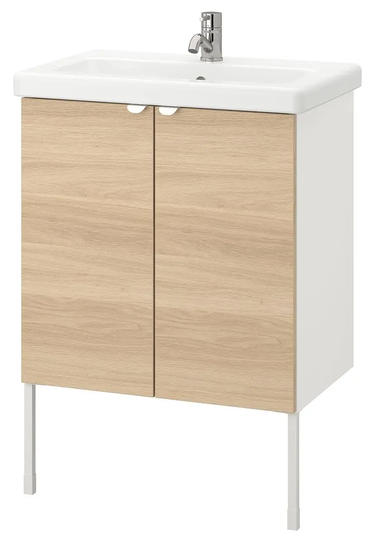 Набор тумбы с раковиной Ikea Enhet/Tvallen 2 двери/смеситель 64x43x87 (Под Дуб/Белый) - 2