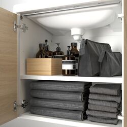 Набор тумбы с раковиной Ikea Enhet/Tvallen 2 двери/смеситель 64x43x87 (Под Дуб/Белый) Thumb