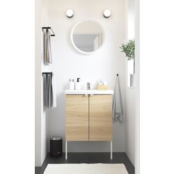 Набор тумбы с раковиной Ikea Enhet/Tvallen 2 двери/смеситель 64x43x87 (Под Дуб/Белый)