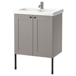 Набор тумбы с раковиной Ikea Enhet/Tvallen 2 двери/смеситель 64x43x87 (Серый) Thumb