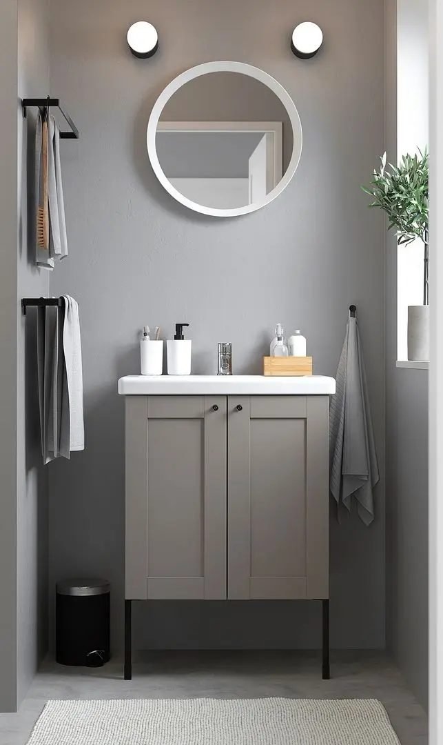 Набор тумбы с раковиной Ikea Enhet/Tvallen 2 двери/смеситель 64x43x87 (Серый)