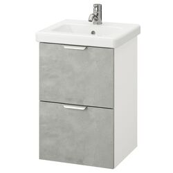 Набор тумбы с раковиной Ikea Enhet/Tvallen 2 ящика/смеситель 44x43x65 (Белый/Под Бетон) Thumb