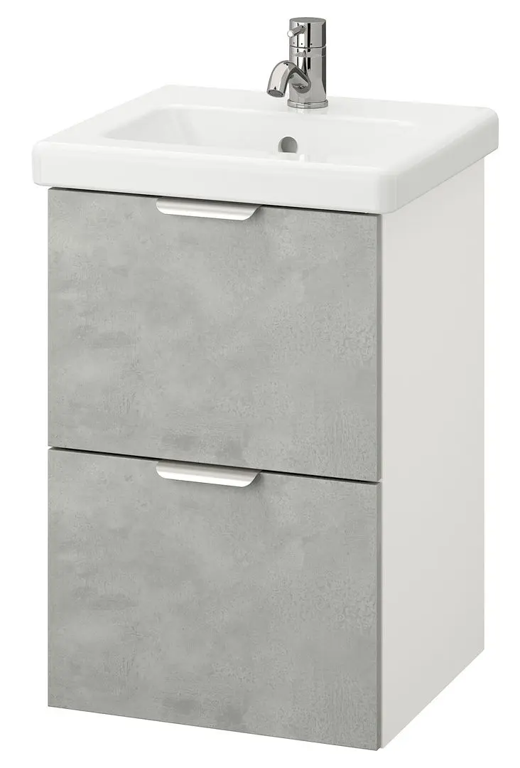 Набор тумбы с раковиной Ikea Enhet/Tvallen 2 ящика/смеситель 44x43x65 (Белый/Под Бетон) - 2