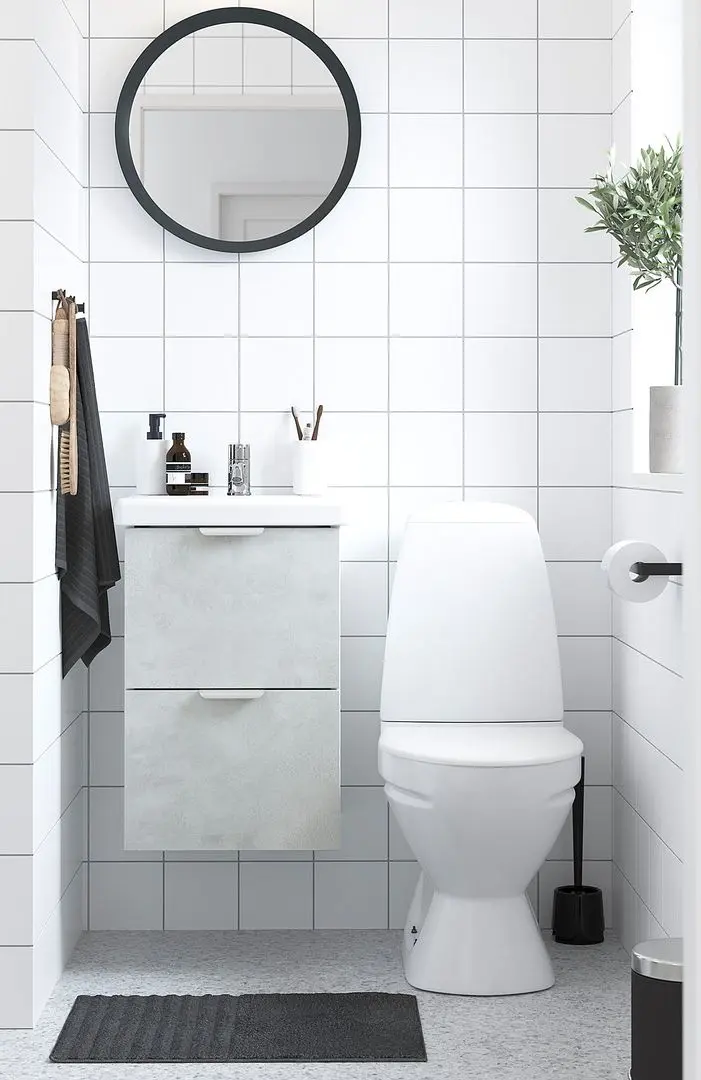 Набор тумбы с раковиной Ikea Enhet/Tvallen 2 ящика/смеситель 44x43x65 (Белый/Под Бетон)