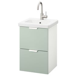 Набор тумбы с раковиной Ikea Enhet/Tvallen 2 ящика/смеситель 44x43x65 (Белый/Светло-серо-зеленый) Thumb