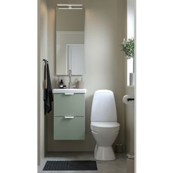 Set dulap cu lavoar Ikea Enhet/Tvallen 2 sertare/baterie 44x43x65 (Alb/Gri-Verde Deschis)