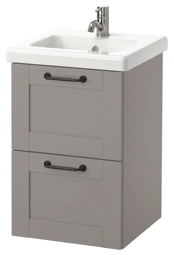 Набор тумбы с раковиной Ikea Enhet/Tvallen 2 ящика/смеситель 44x43x65 (Серый) - 2