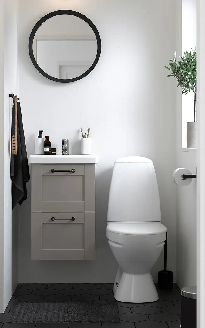 Набор тумбы с раковиной Ikea Enhet/Tvallen 2 ящика/смеситель 44x43x65 (Серый)