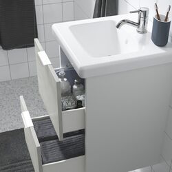 Набор тумбы с раковиной Ikea Enhet/Tvallen 2 ящика/смеситель 44x43x87 (Под Бетон/Белый) Thumb