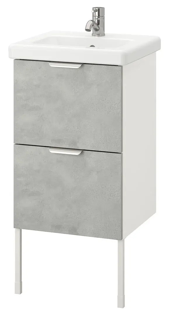 Набор тумбы с раковиной Ikea Enhet/Tvallen 2 ящика/смеситель 44x43x87 (Под Бетон/Белый) - 3