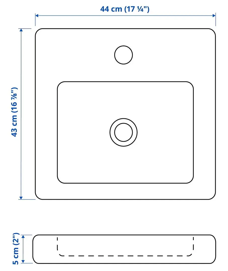 Набор тумбы с раковиной Ikea Enhet/Tvallen 2 ящика/смеситель 44x43x87 (Под Бетон/Белый) - 7