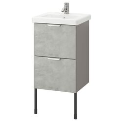 Набор тумбы с раковиной Ikea Enhet/Tvallen 2 ящика/смеситель 44x43x87 (Под Бетон/Серый) Thumb