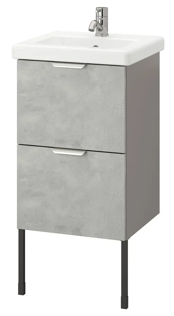 Набор тумбы с раковиной Ikea Enhet/Tvallen 2 ящика/смеситель 44x43x87 (Под Бетон/Серый) - 3