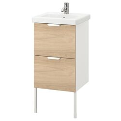 Набор тумбы с раковиной Ikea Enhet/Tvallen 2 ящика/смеситель 44x43x87 (Под Дуб/Белый) Thumb
