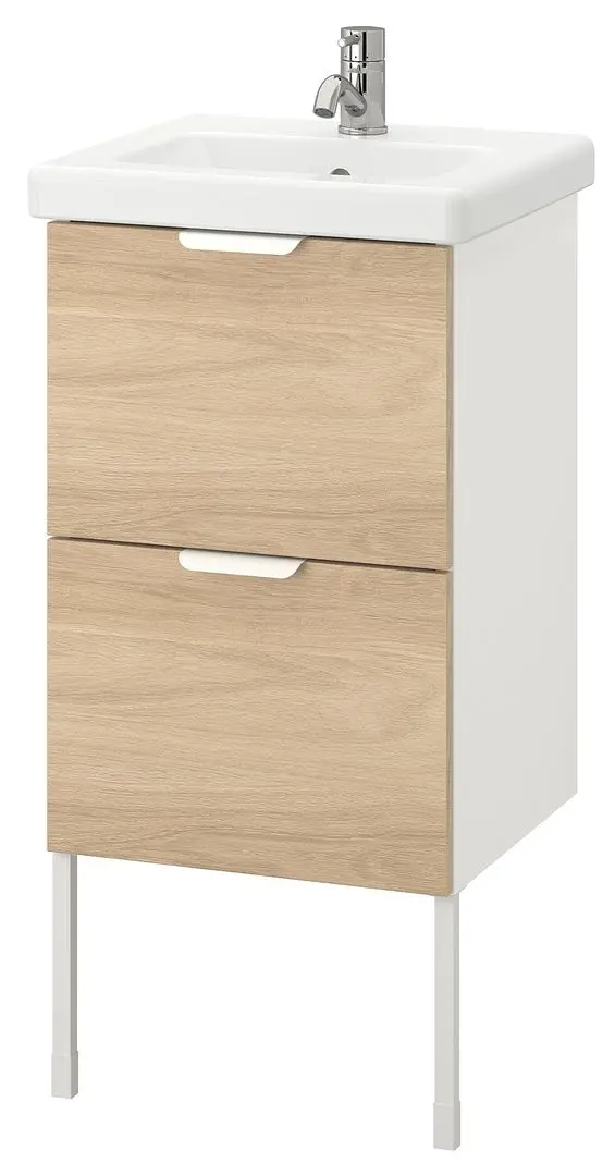 Набор тумбы с раковиной Ikea Enhet/Tvallen 2 ящика/смеситель 44x43x87 (Под Дуб/Белый) - 3